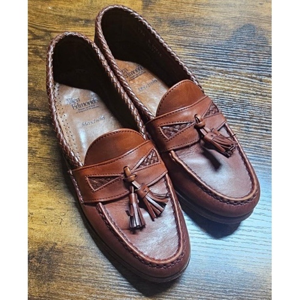 Allen Edmonds Maxfield Tassel Loafers Men's‎ Size 9.5 B Cognac Calfskin Made USA